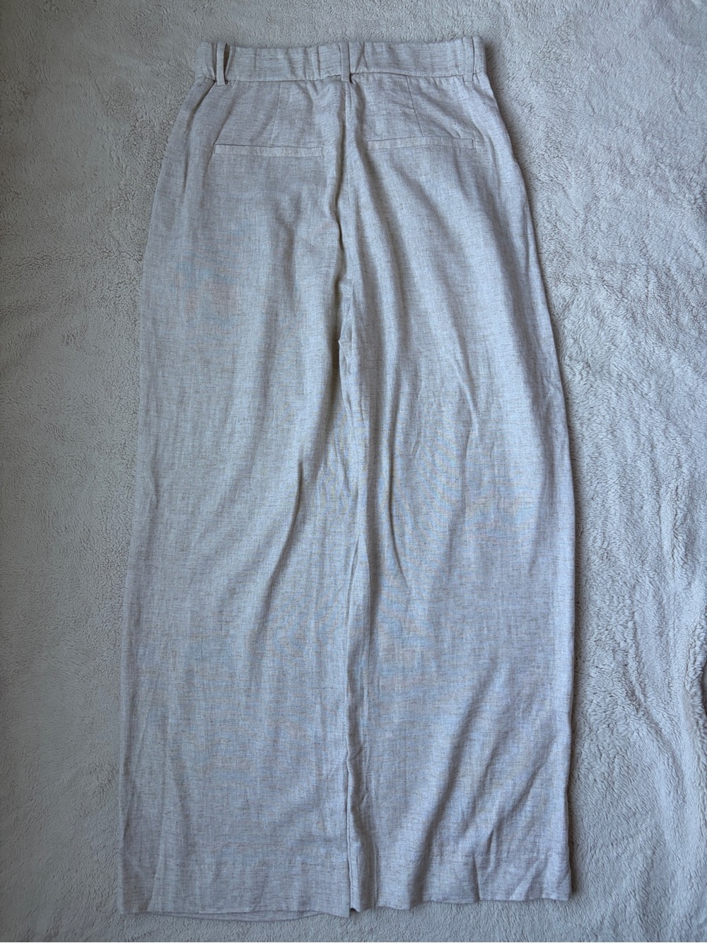 Abercrombie & Fitch Curve Love Wide Leg Light Beige Linen Blend Trousers Size 28 - Picture 3 of 9